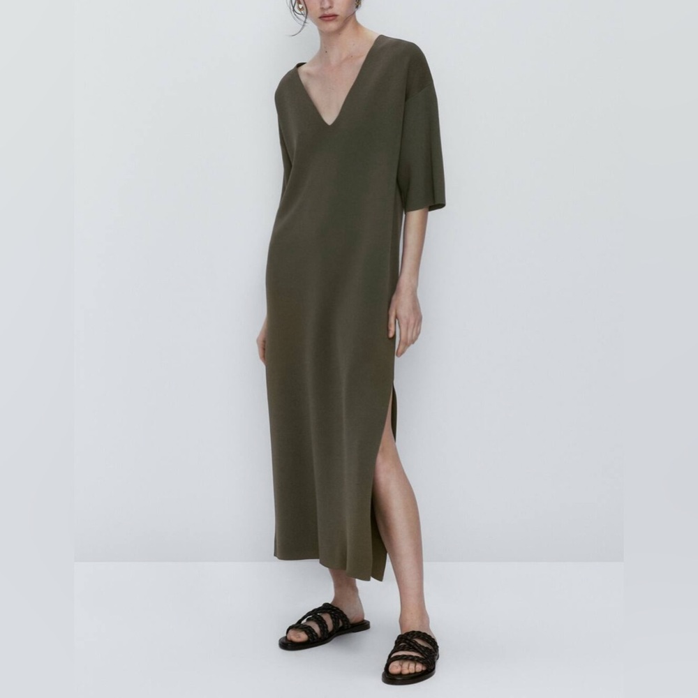 Massimo Dutti KNIT V-NECK DRESS